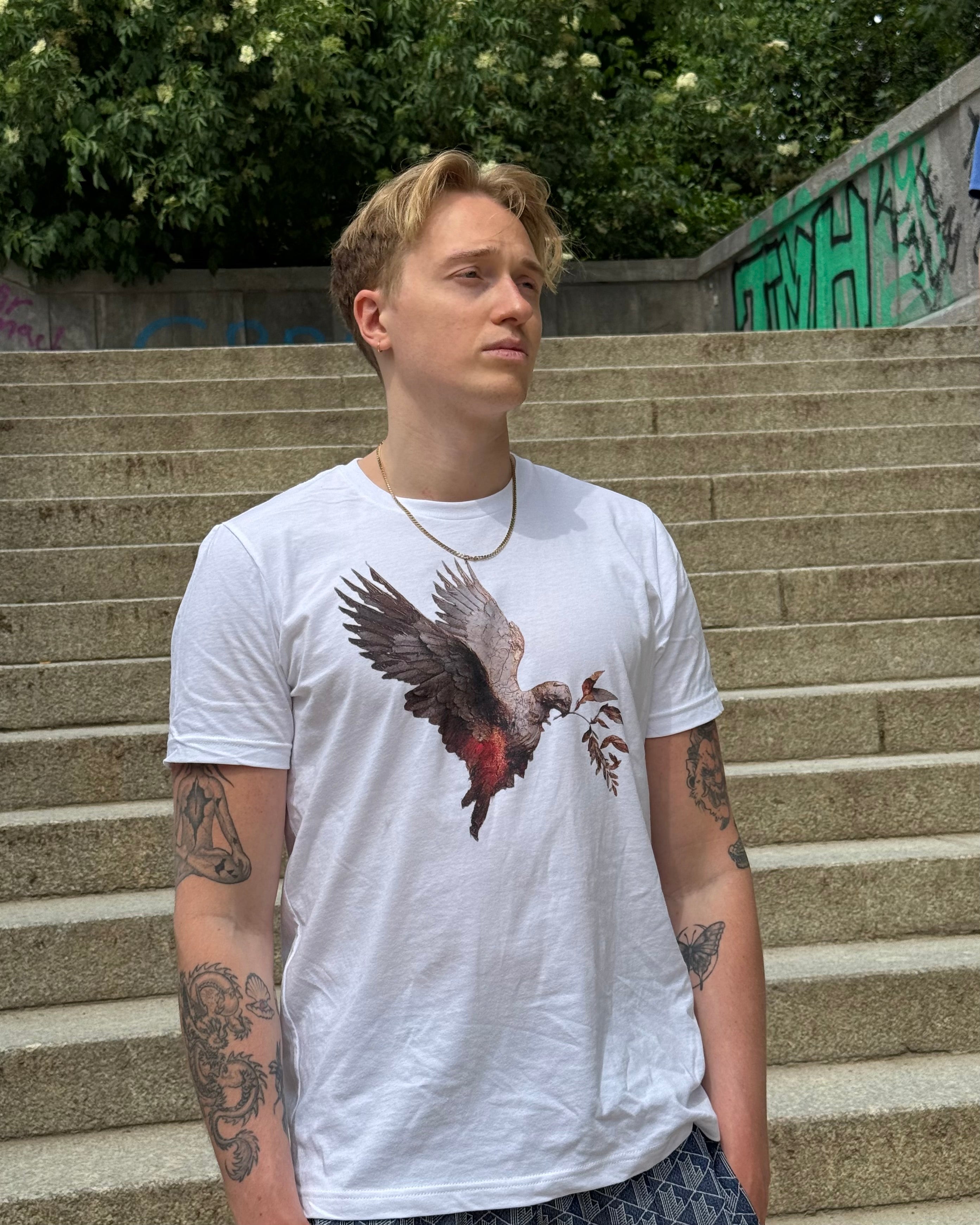 T-shirt mit Friedenstaube und YFG-Zweig