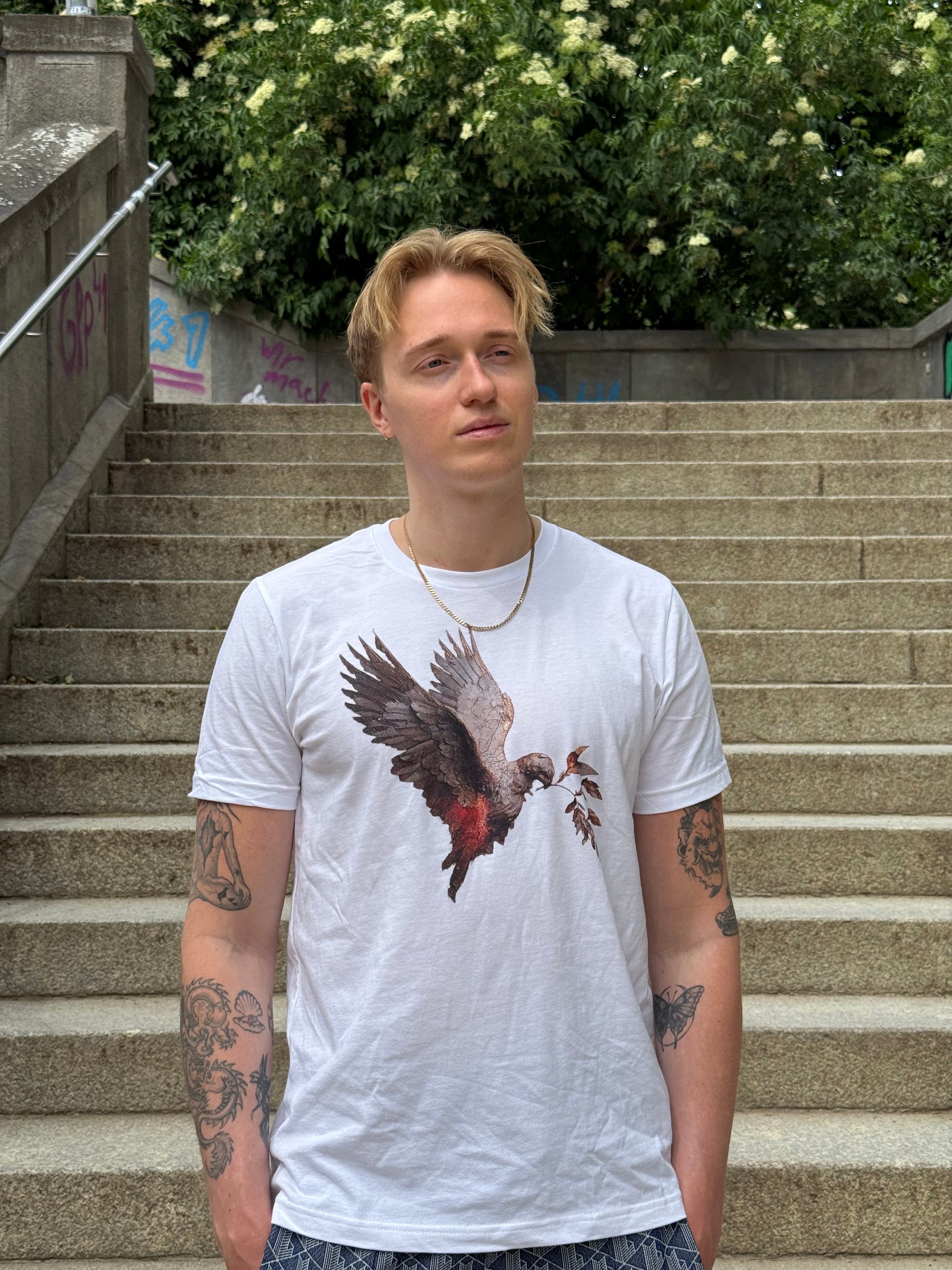 T-shirt mit Friedenstaube und YFG-Zweig